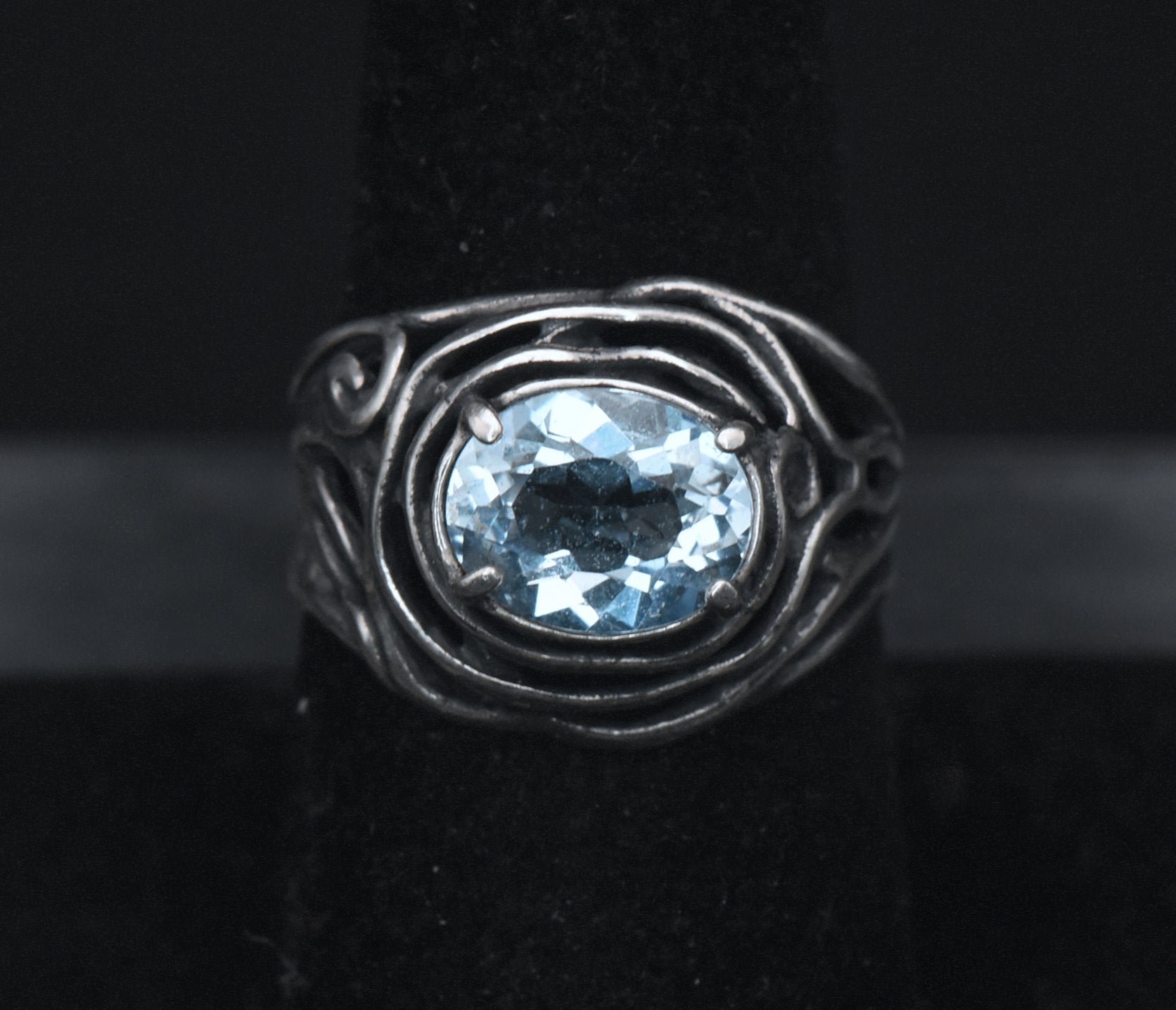 Vintage Blue Topaz Sterling Silver Ring - Size 8