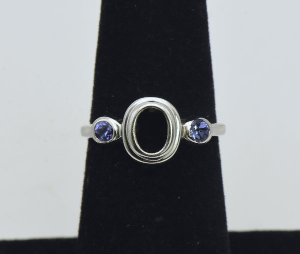 Vintage Tanzanite Accented Sterling Silver Semi-Mount- Size 5.75