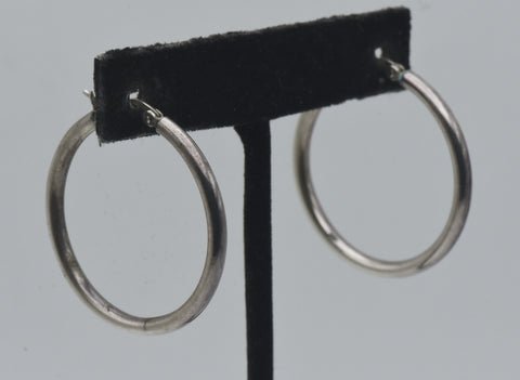 Vintage Sterling Silver Tubular Hoop Earrings