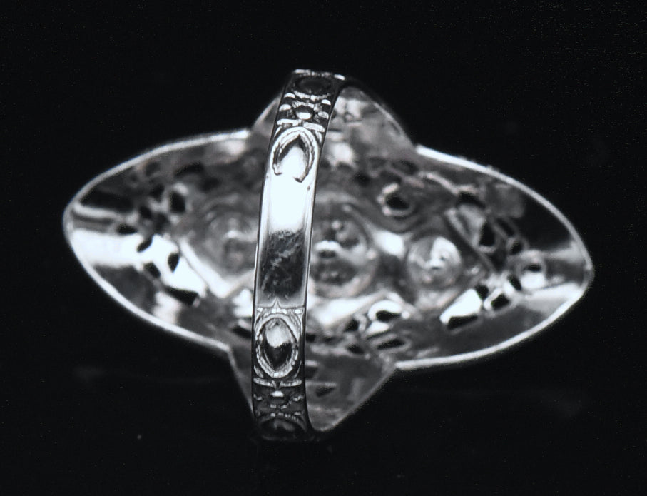Uncas - Vintage Sterling Silver and Rhinestone Ring - Size 5