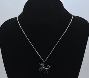 Vintage Unicorn Sterling Silver Pendant Chain Necklace - 18.25"