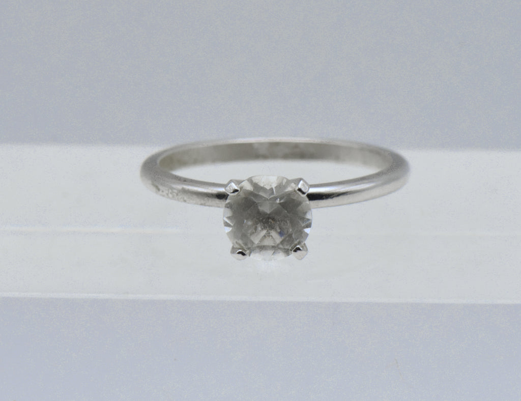 Uncas - Vintage Silver Plated and Rhinestone Solitaire Ring - Various sizes