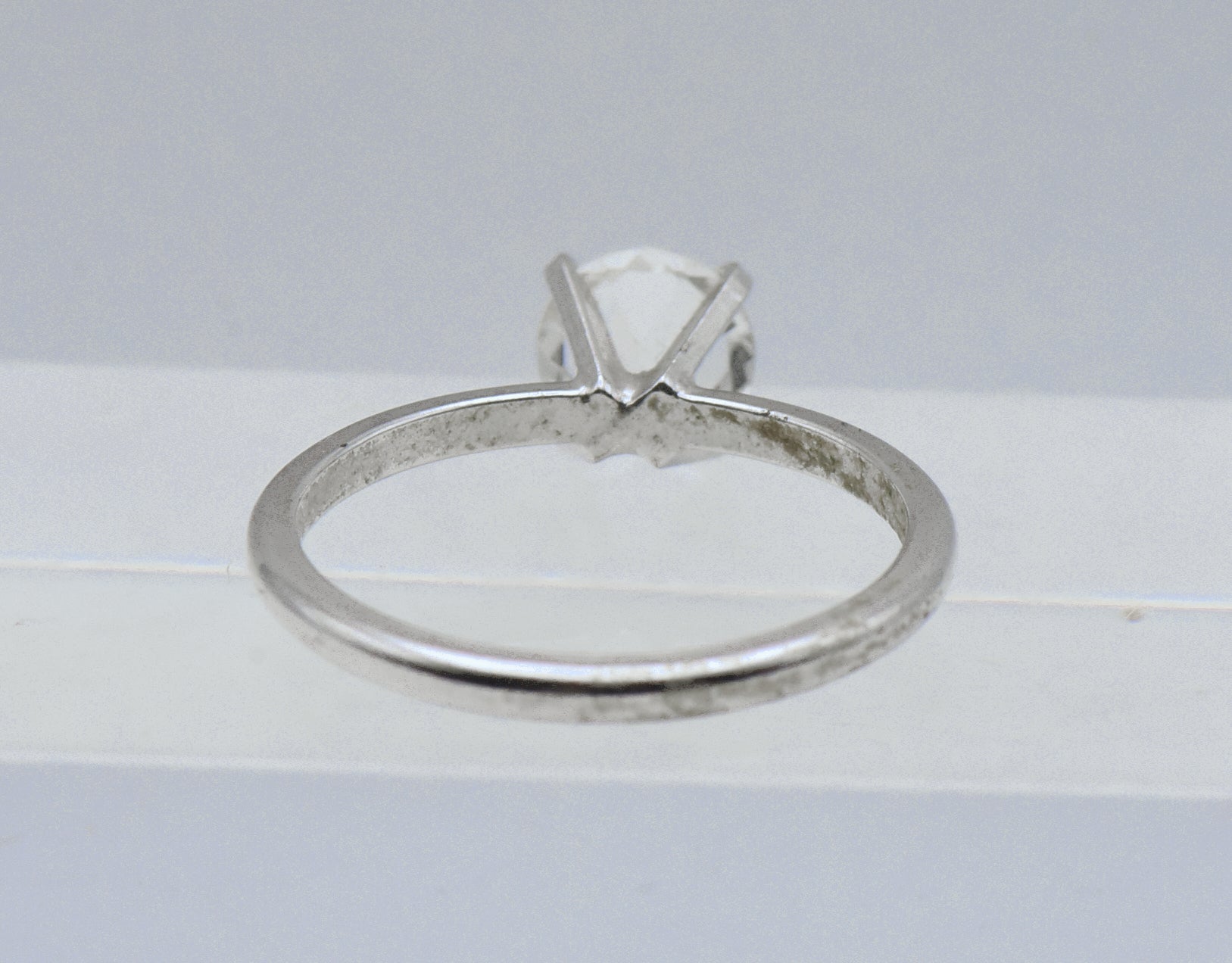 Uncas - Vintage Silver Plated and Rhinestone Solitaire Ring - Various sizes