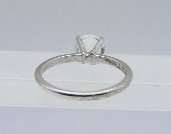 Uncas - Vintage Silver Plated and Rhinestone Solitaire Ring - Various sizes