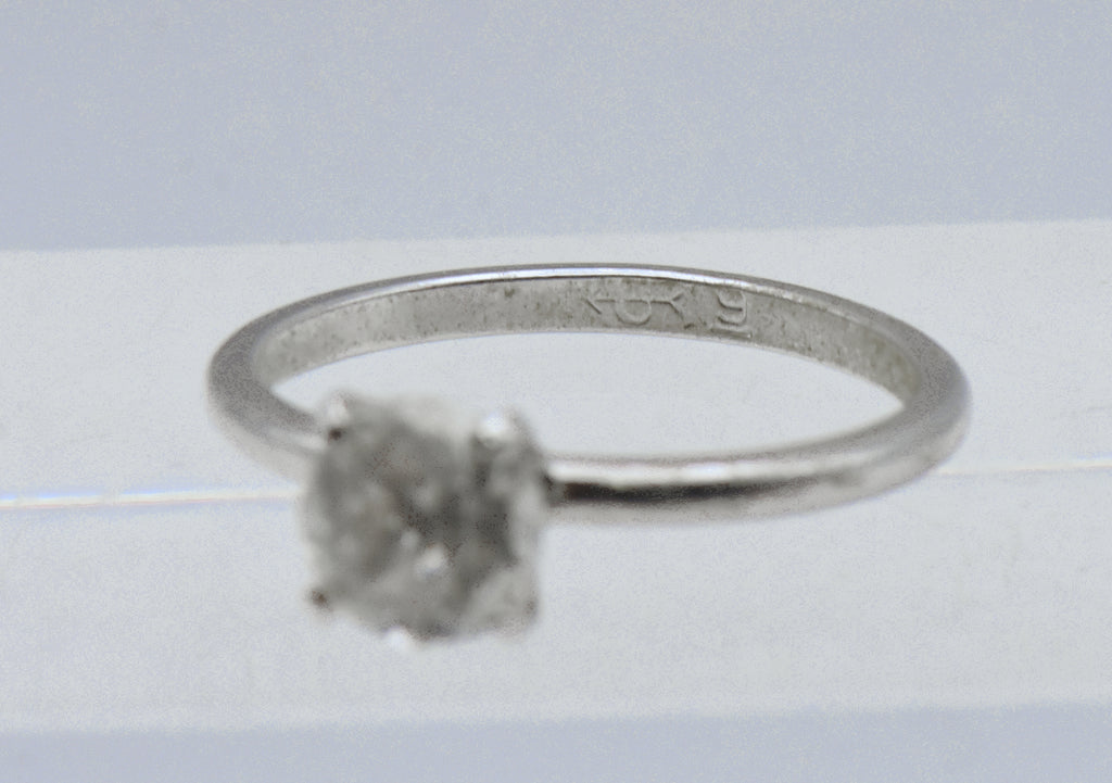 Uncas - Vintage Silver Plated and Rhinestone Solitaire Ring - Various sizes