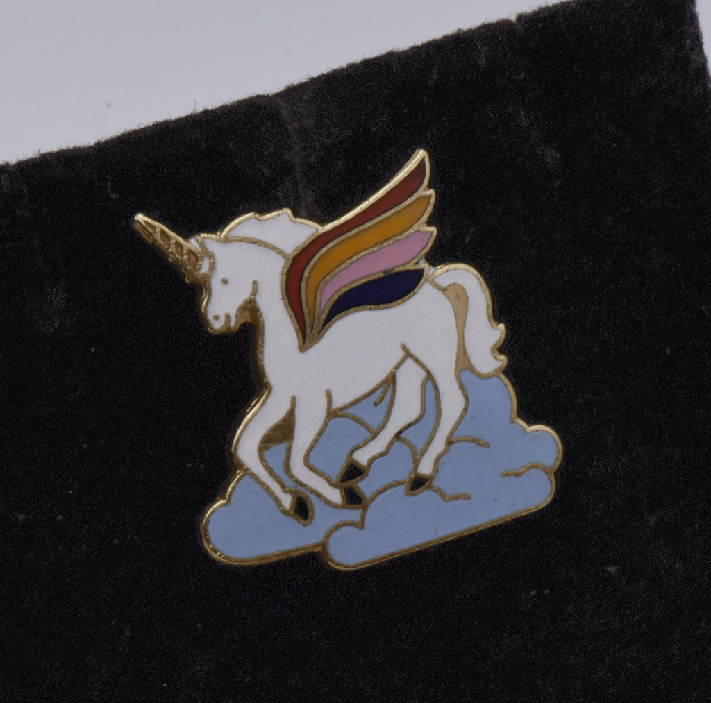 Vintage Metal and Enamel Unicorn Pin