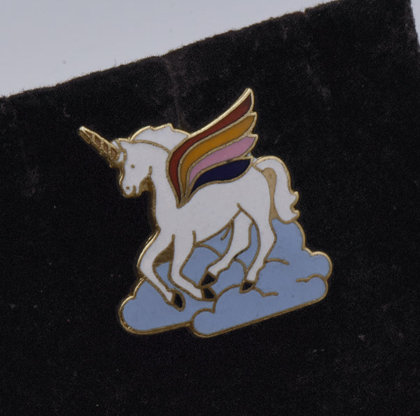 Vintage Metal and Enamel Unicorn Pin