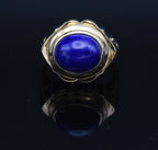 Vintage Vermeil Lapis Lazuli and Rhinestone Ring - Size 8