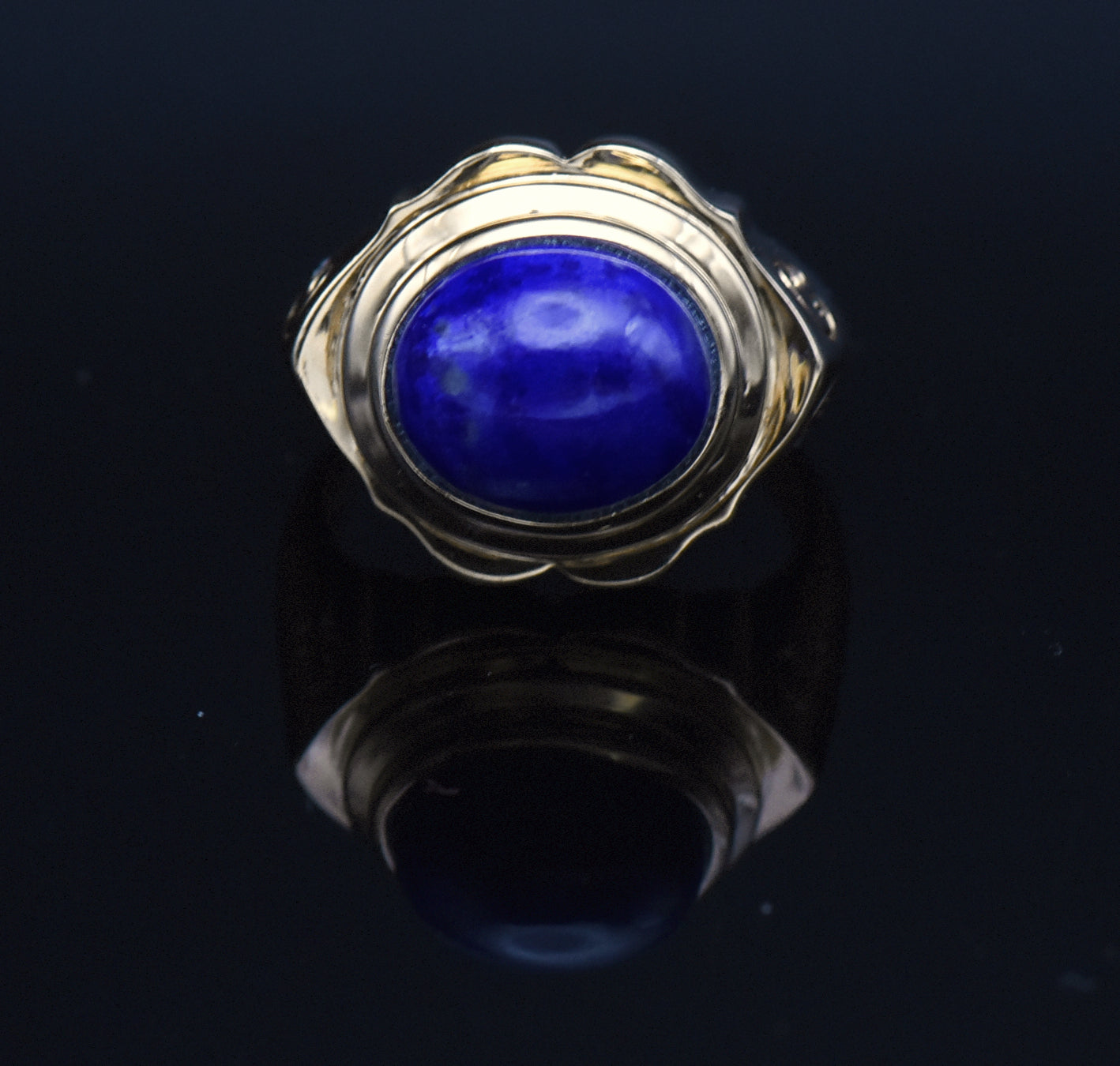 Vintage Vermeil Lapis Lazuli and Rhinestone Ring - Size 8