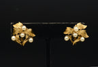 Vendome - Vintage Sterling Silver Gold Tone Imitation Pearl Clip On Earrings