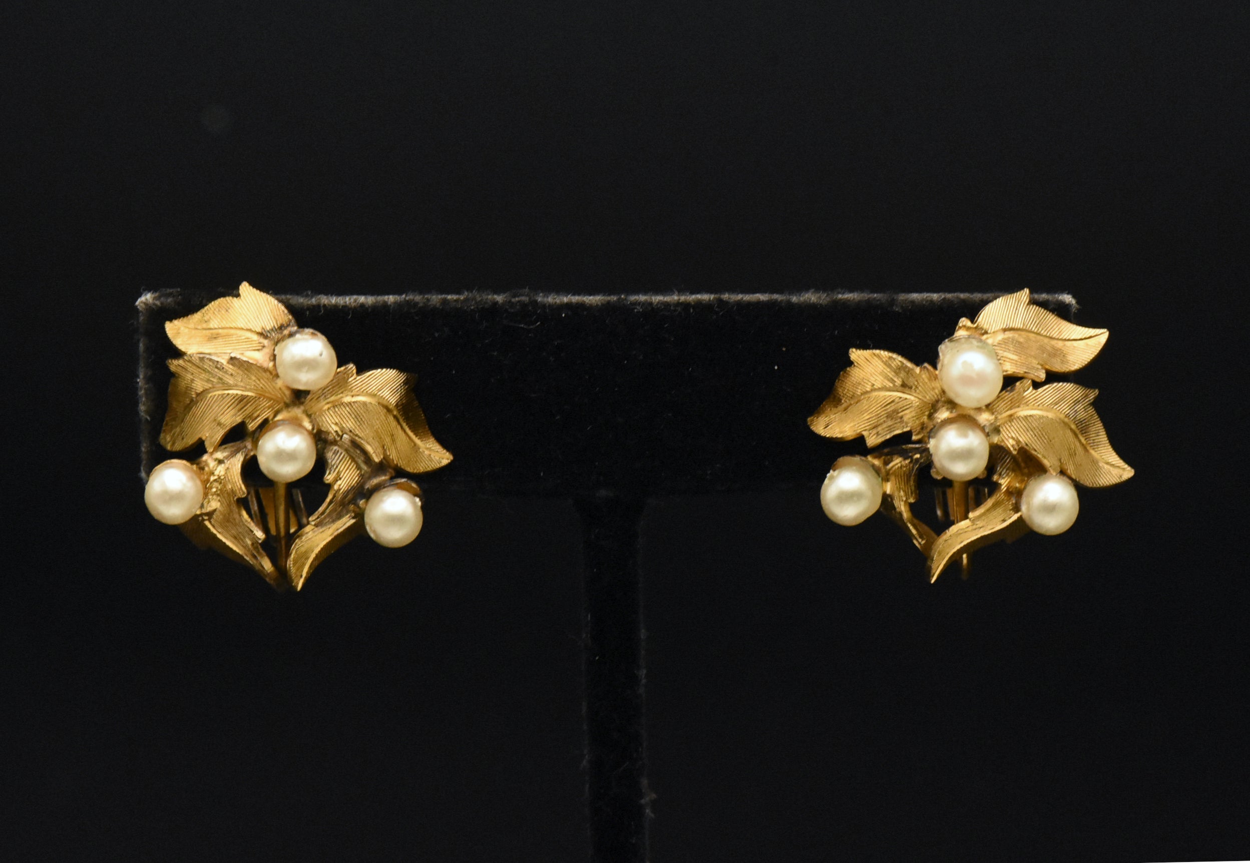 Vendome - Vintage Sterling Silver Gold Tone Imitation Pearl Clip On Earrings