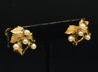 Vendome - Vintage Sterling Silver Gold Tone Imitation Pearl Clip On Earrings