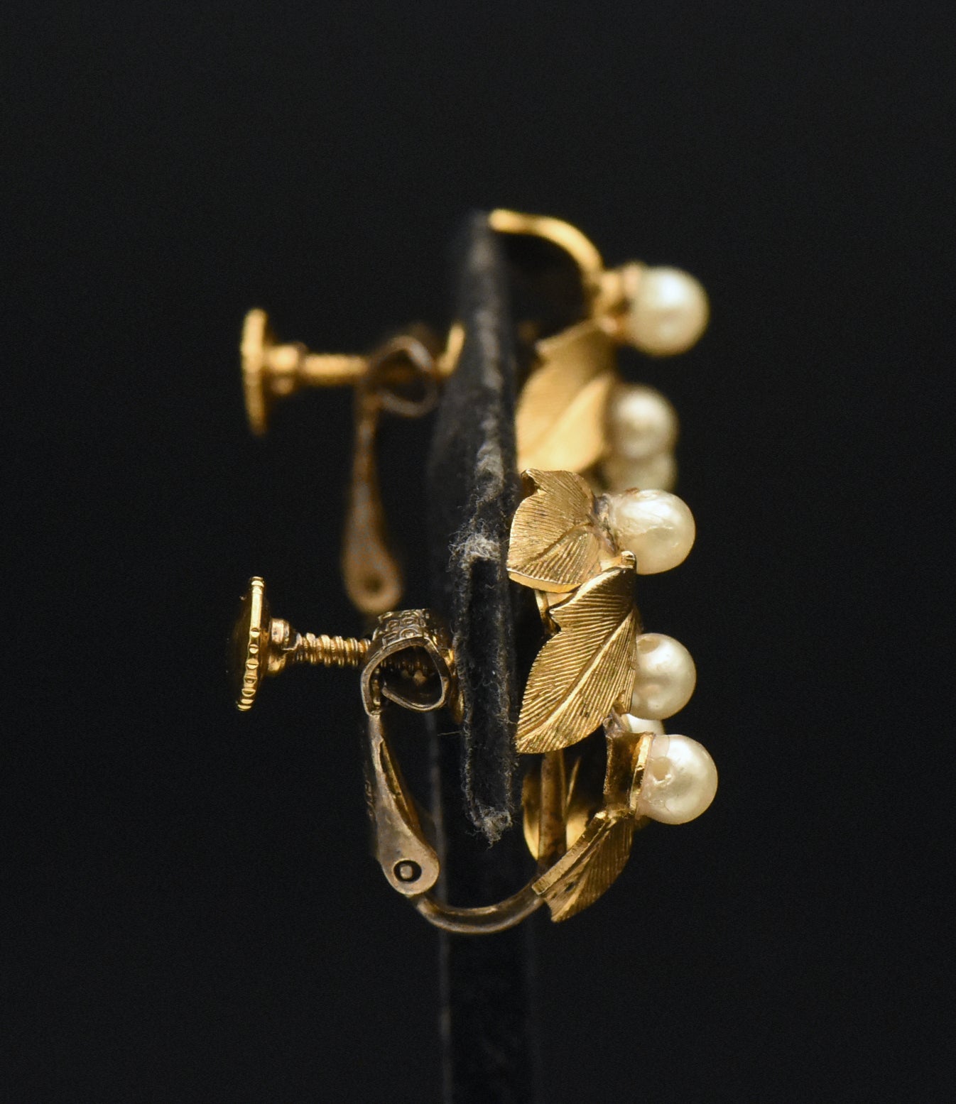 Vendome - Vintage Sterling Silver Gold Tone Imitation Pearl Clip On Earrings