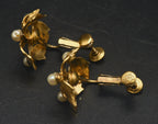 Vendome - Vintage Sterling Silver Gold Tone Imitation Pearl Clip On Earrings