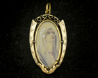 Antique Handmade 18k Gold Blessed Virgin Mary Hand Painted Pendant