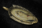 Antique Handmade 18k Gold Blessed Virgin Mary Hand Painted Pendant