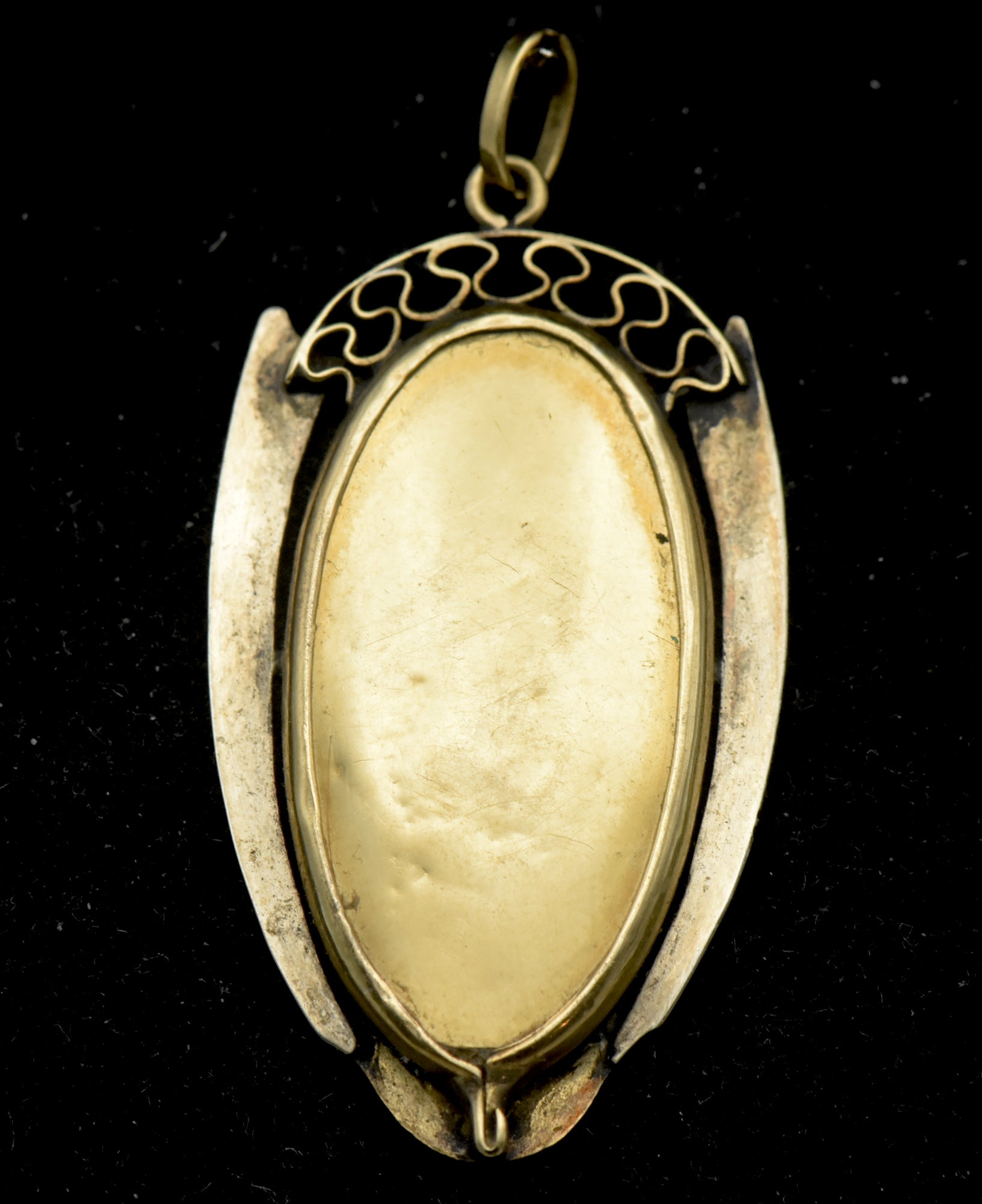 Antique Handmade 18k Gold Blessed Virgin Mary Hand Painted Pendant