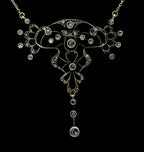 Antique Handmade Victorian Diamond Chip Pendant Chain Necklace - 19"