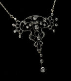 Antique Handmade Victorian Diamond Chip Pendant Chain Necklace - 19"