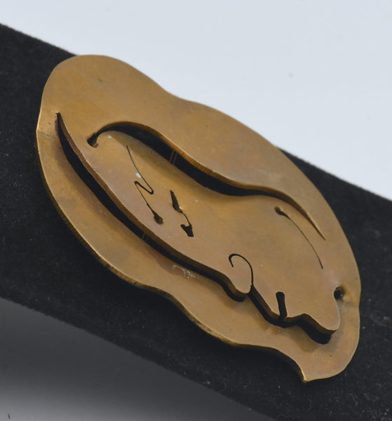 Joseph Gourdji - Vintage Handmade Brass Woman's Profile Brooch
