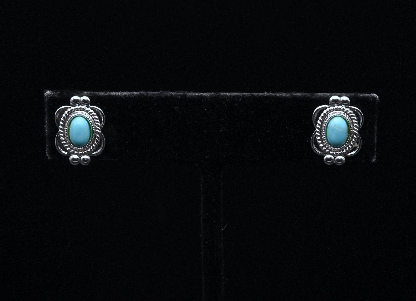 Vintage Turquoise Silver Plated Stud Earrings