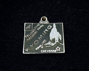 Vintage Wyoming Sterling Silver and Enamel Charm