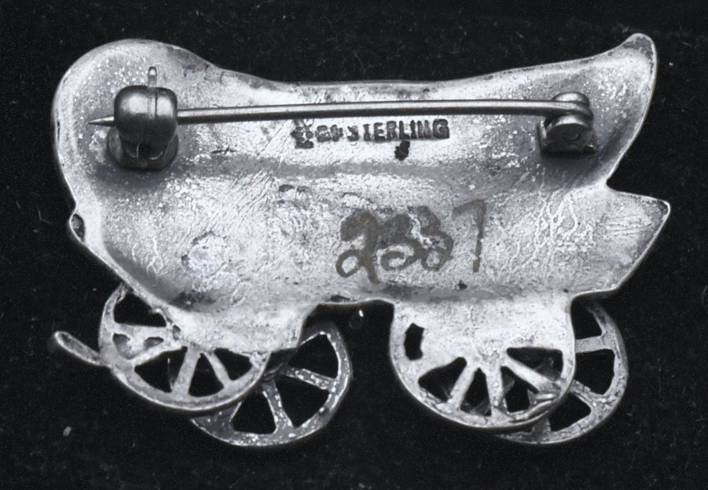 Vintage Sterling Silver Covered Wagon Brooch