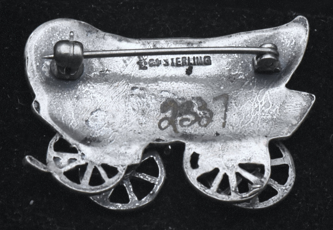 Vintage Sterling Silver Covered Wagon Brooch