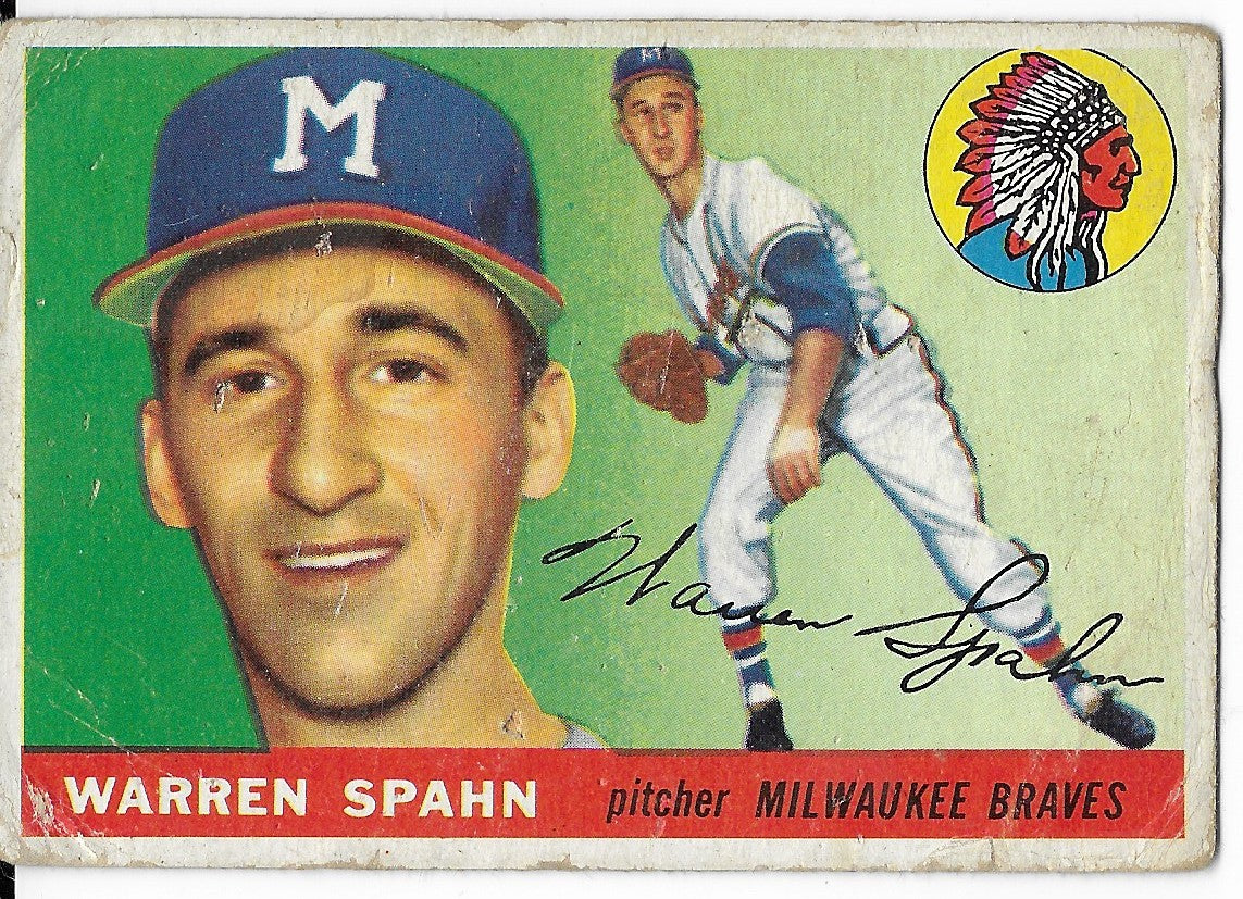 Topps - 1955 Warren Spahn Milwaukee Braves Trading Card