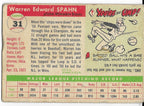 Topps - 1955 Warren Spahn Milwaukee Braves Trading Card