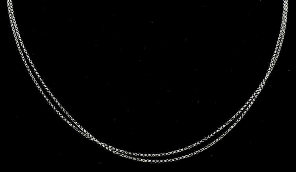 Vintage 14k White Gold Double Strand Chain Necklace - 16"