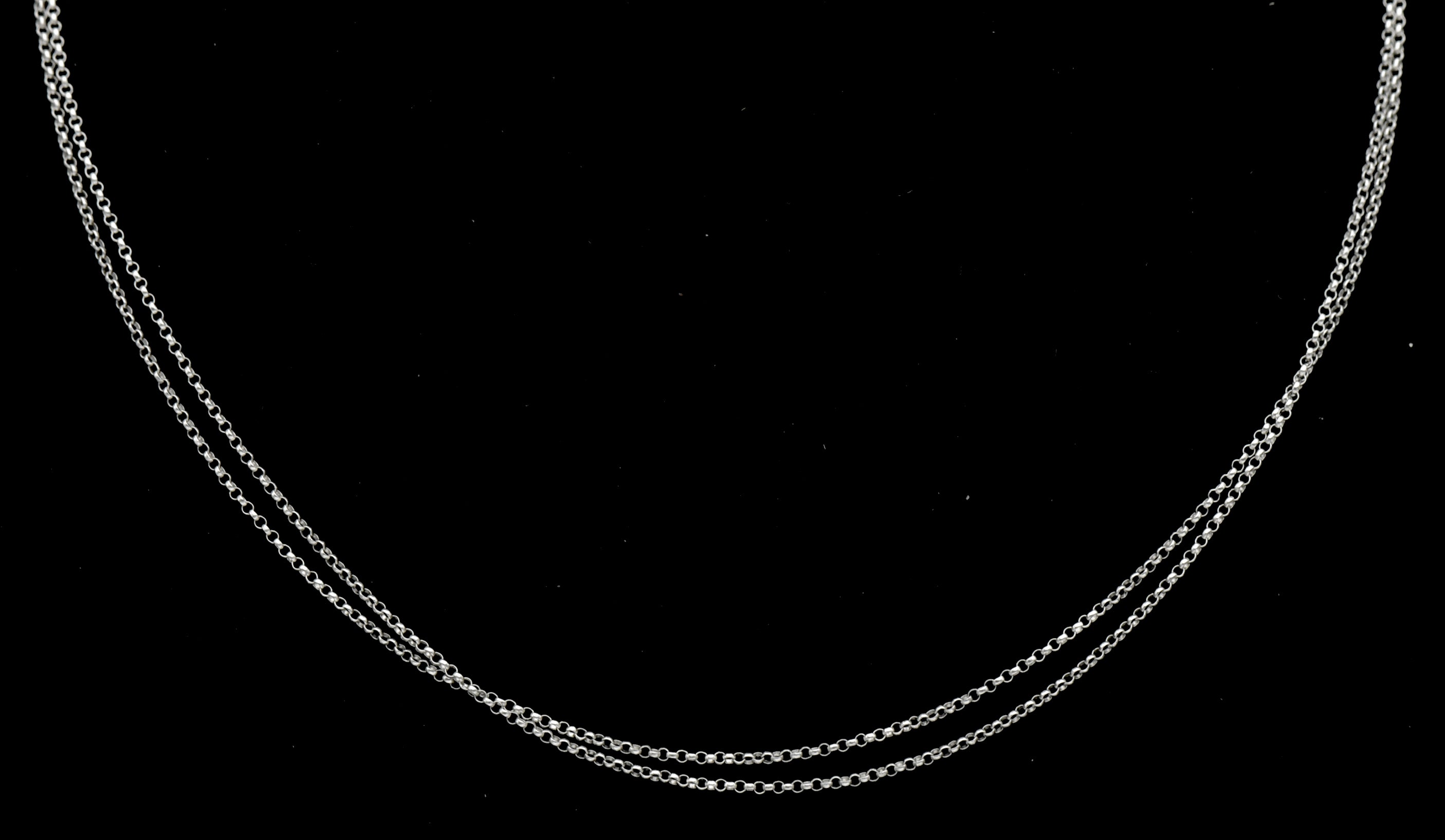 Vintage 14k White Gold Double Strand Chain Necklace - 16"