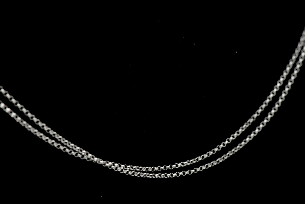 Vintage 14k White Gold Double Strand Chain Necklace - 16"