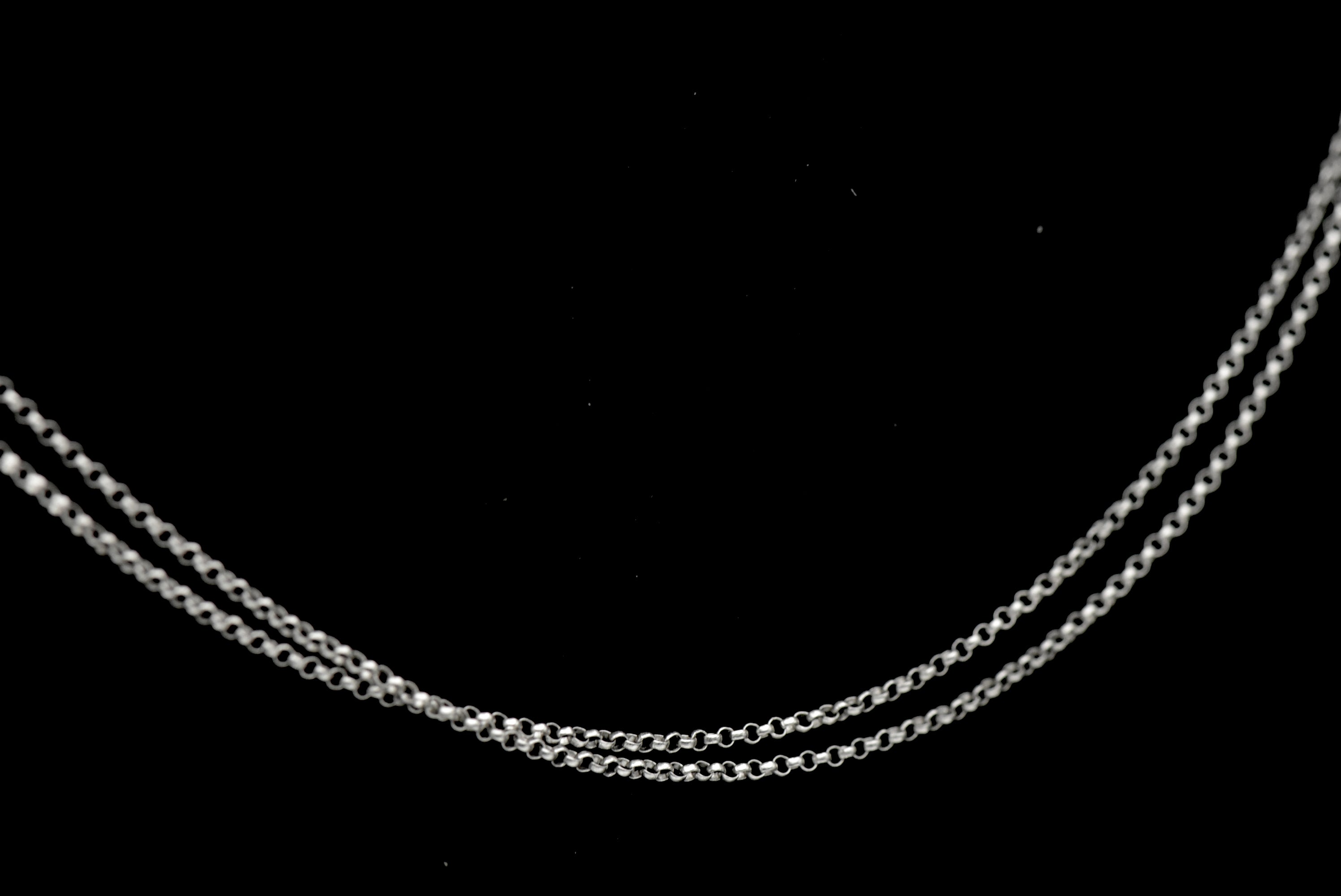 Vintage 14k White Gold Double Strand Chain Necklace - 16"