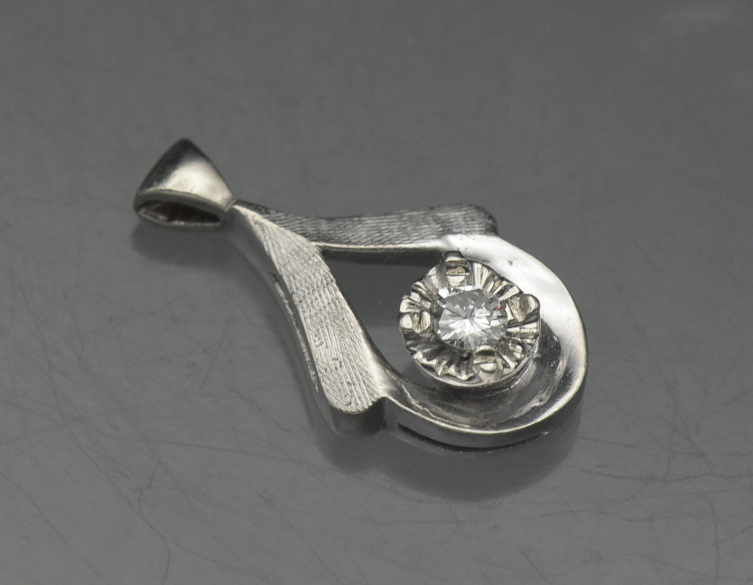 Vintage 14k White Gold and Diamond Pendant