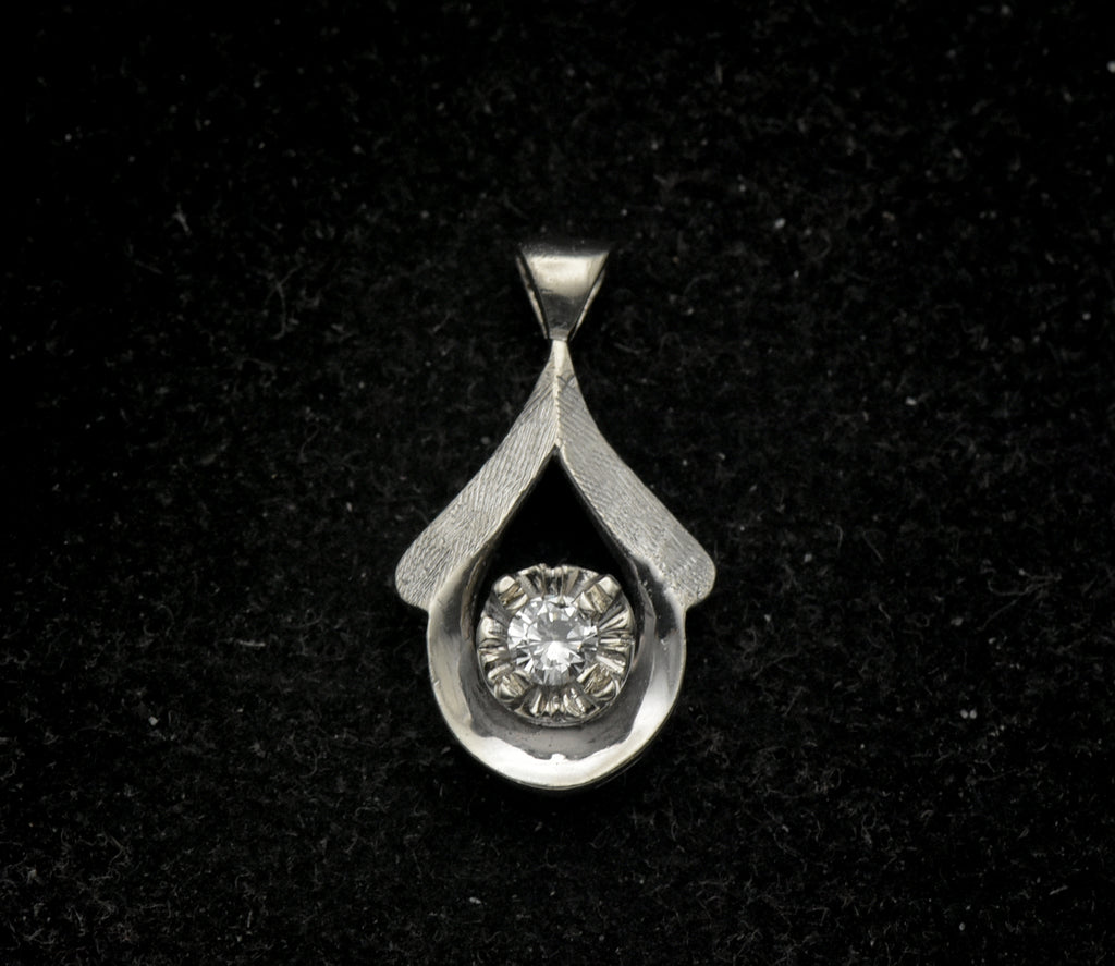 Vintage 14k White Gold and Diamond Pendant
