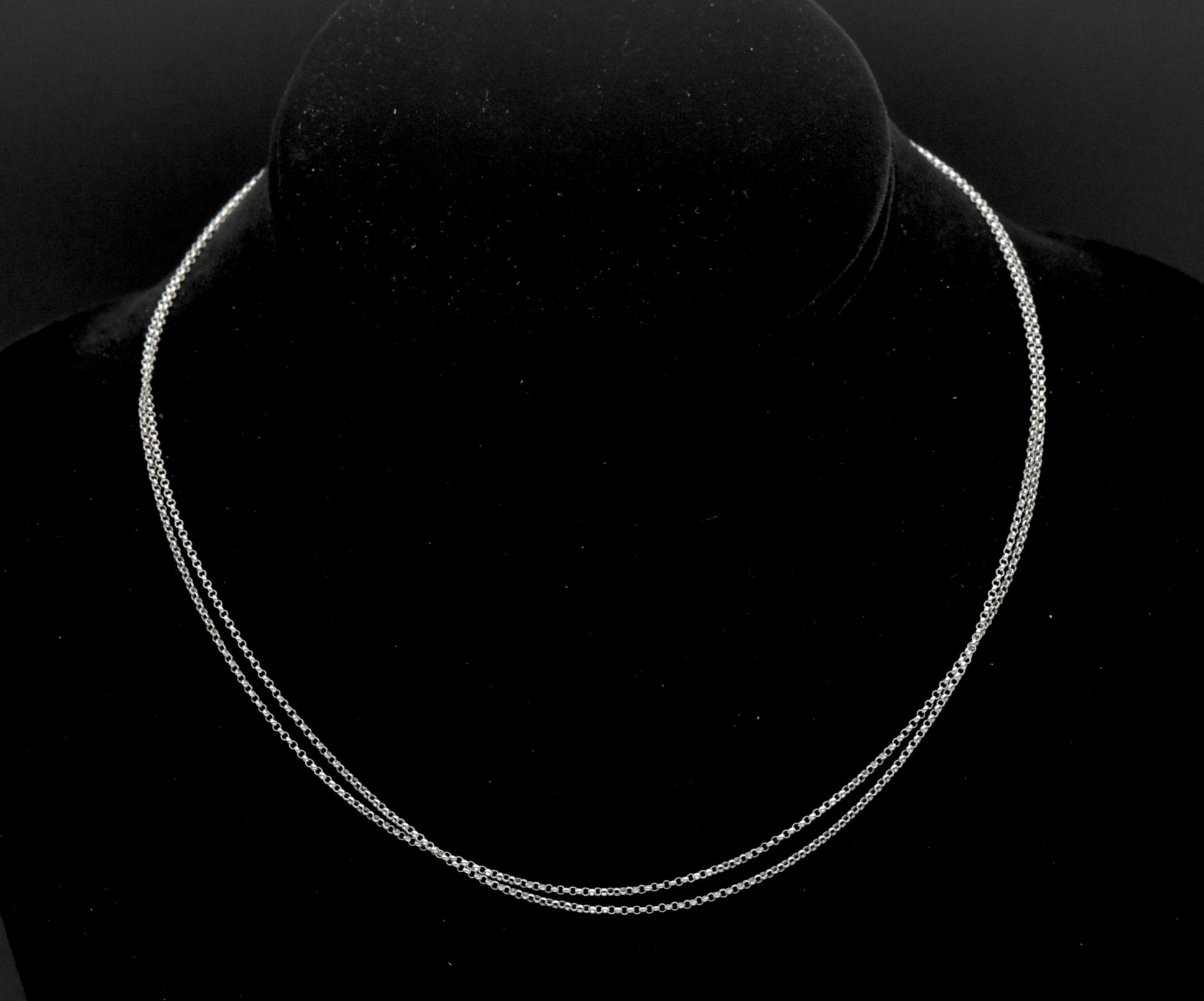 Vintage 14k White Gold Double Strand Chain Necklace - 16"