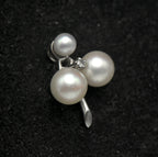 Vintage 14k White Gold Pearls and Diamond Pendant