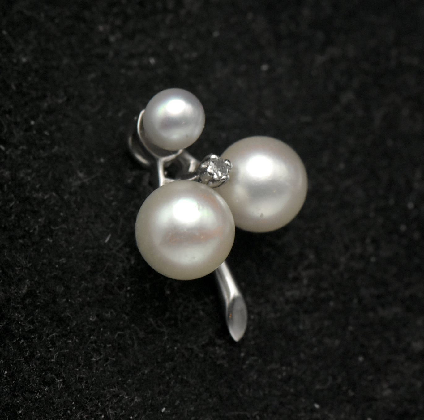Vintage 14k White Gold Pearls and Diamond Pendant