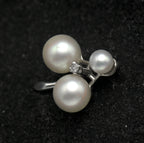 Vintage 14k White Gold Pearls and Diamond Pendant
