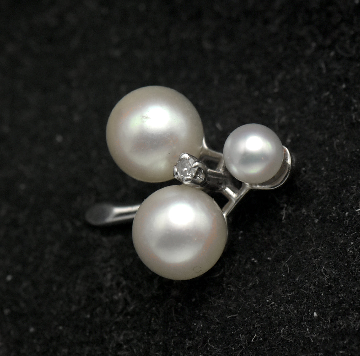 Vintage 14k White Gold Pearls and Diamond Pendant