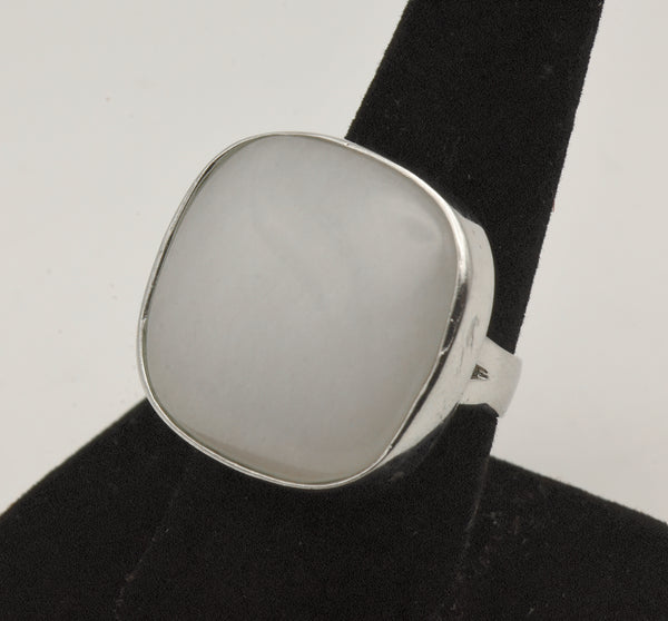 Sterling Silver and White Chalcedony Ring - Size 8