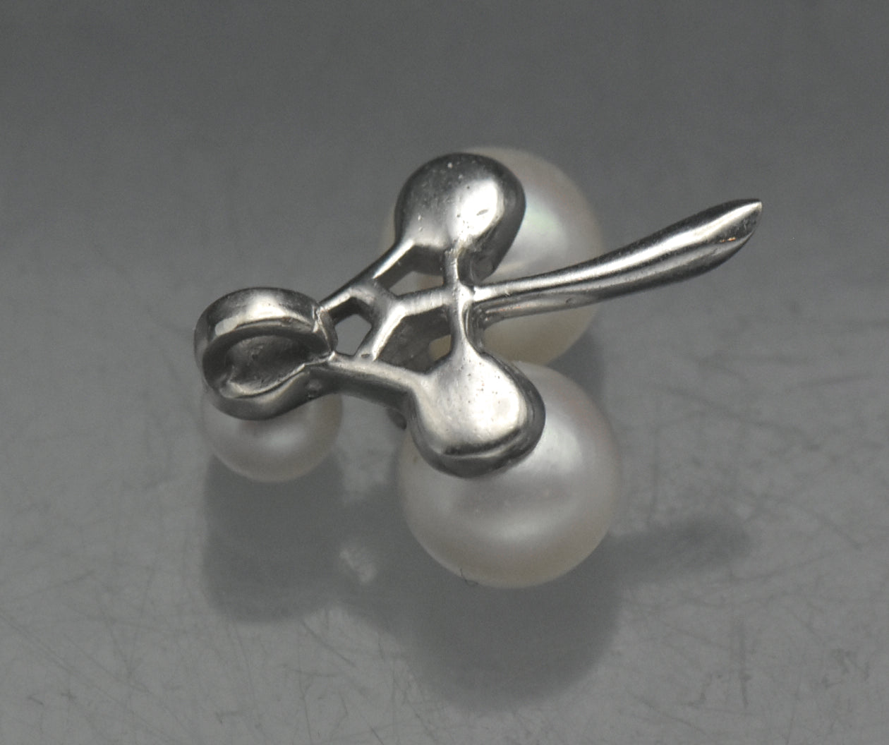 Vintage 14k White Gold Pearls and Diamond Pendant