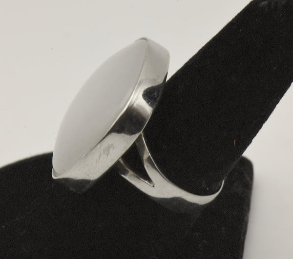 Sterling Silver and White Chalcedony Ring - Size 8