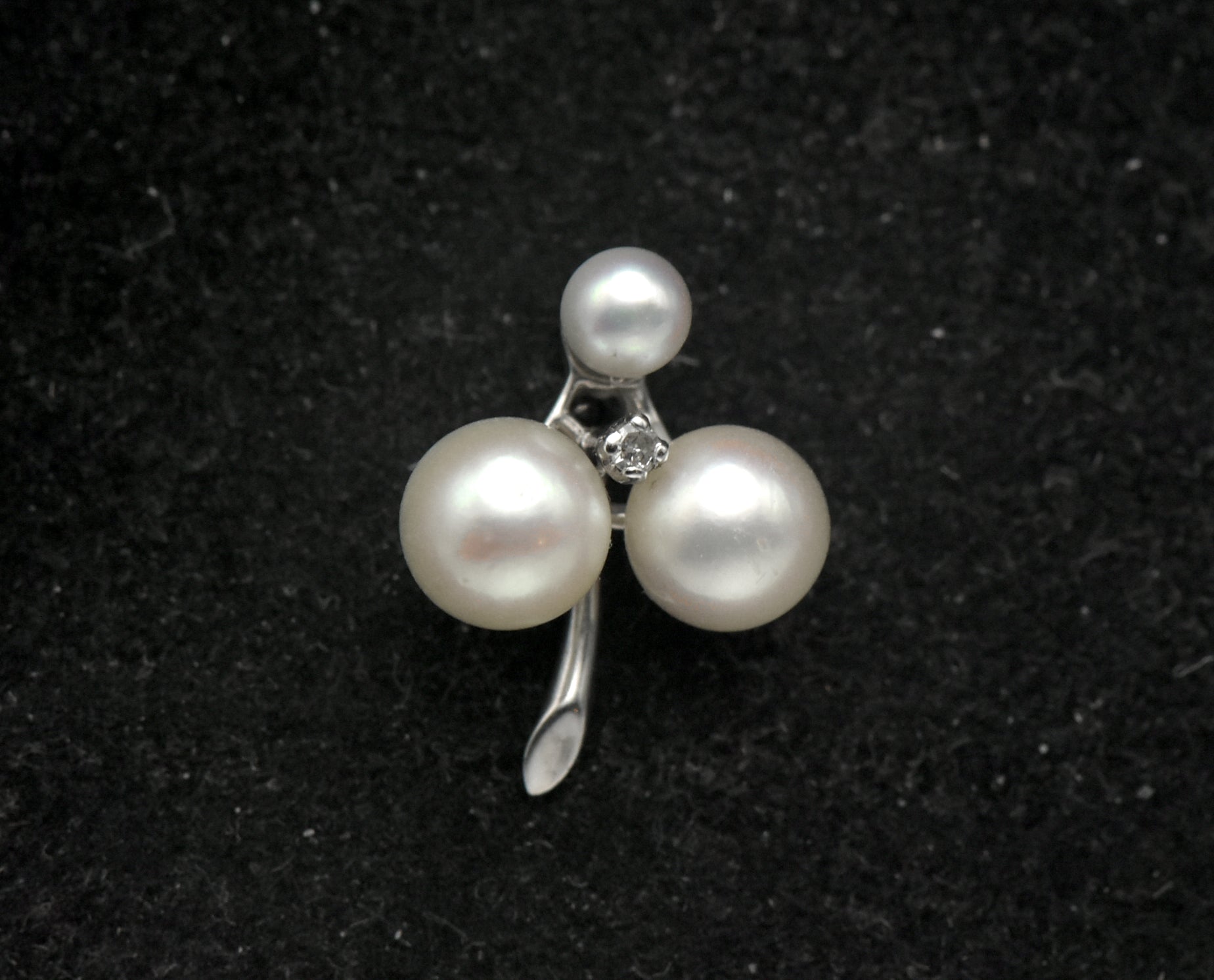 Vintage 14k White Gold Pearls and Diamond Pendant