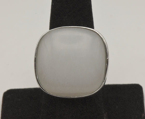 Sterling Silver and White Chalcedony Ring - Size 8