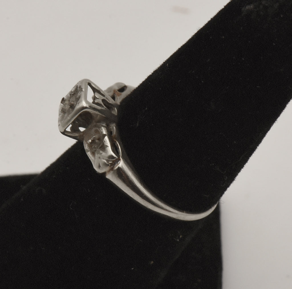 Vintage 14K White Gold Ring - Size 6 MISSING STONES