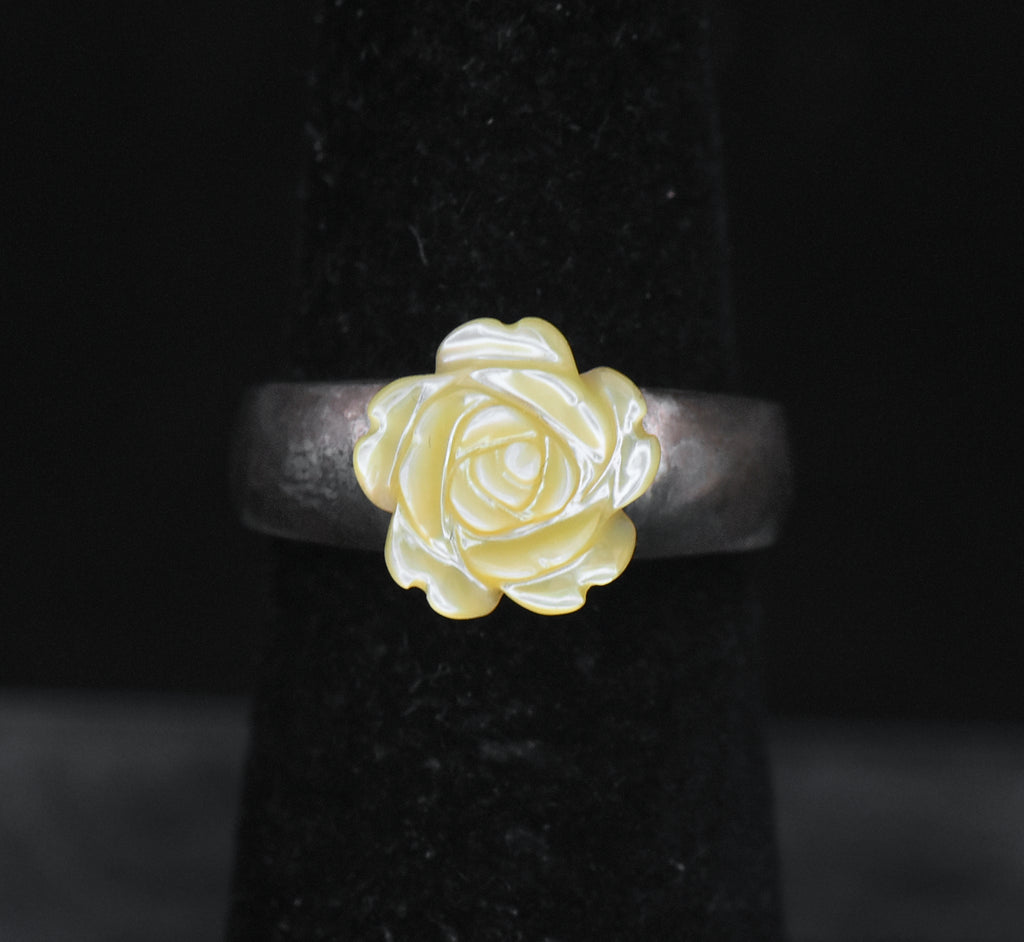 Whitney Kelly - Vintage Sterling Silver MOP Rose Ring - Size 5
