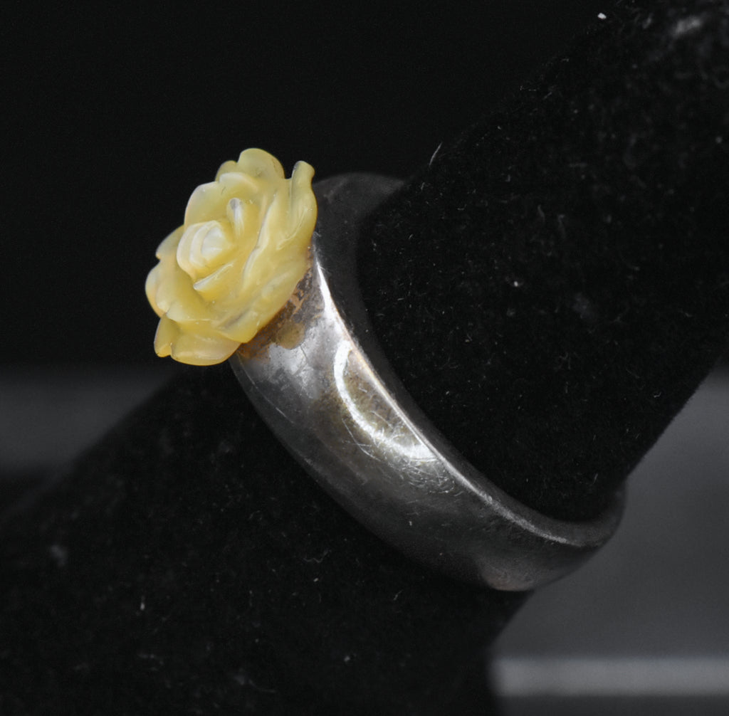 Whitney Kelly - Vintage Sterling Silver MOP Rose Ring - Size 5