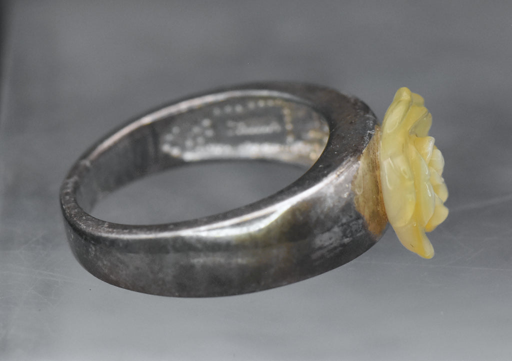 Whitney Kelly - Vintage Sterling Silver MOP Rose Ring - Size 5